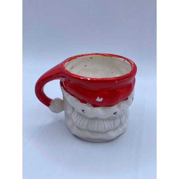 Vintage Santa Claus Ceramic Mug Winking Face Christmas Holiday Decor Cup 3" 50's - Picture 4 of 10